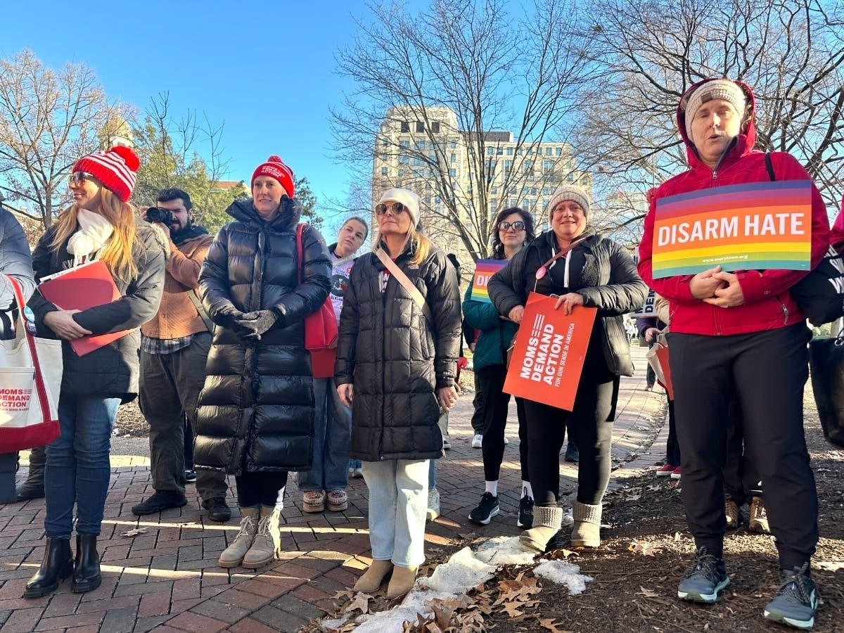 Gun safety advocates at a Moms Demand Action rally in Richmond. 
