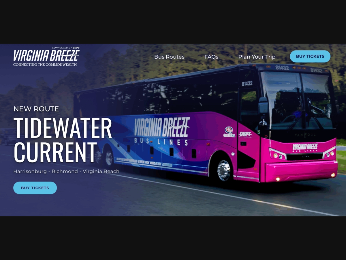 Virginia's  bus line, Virginia Breeze, launched a new east-west route