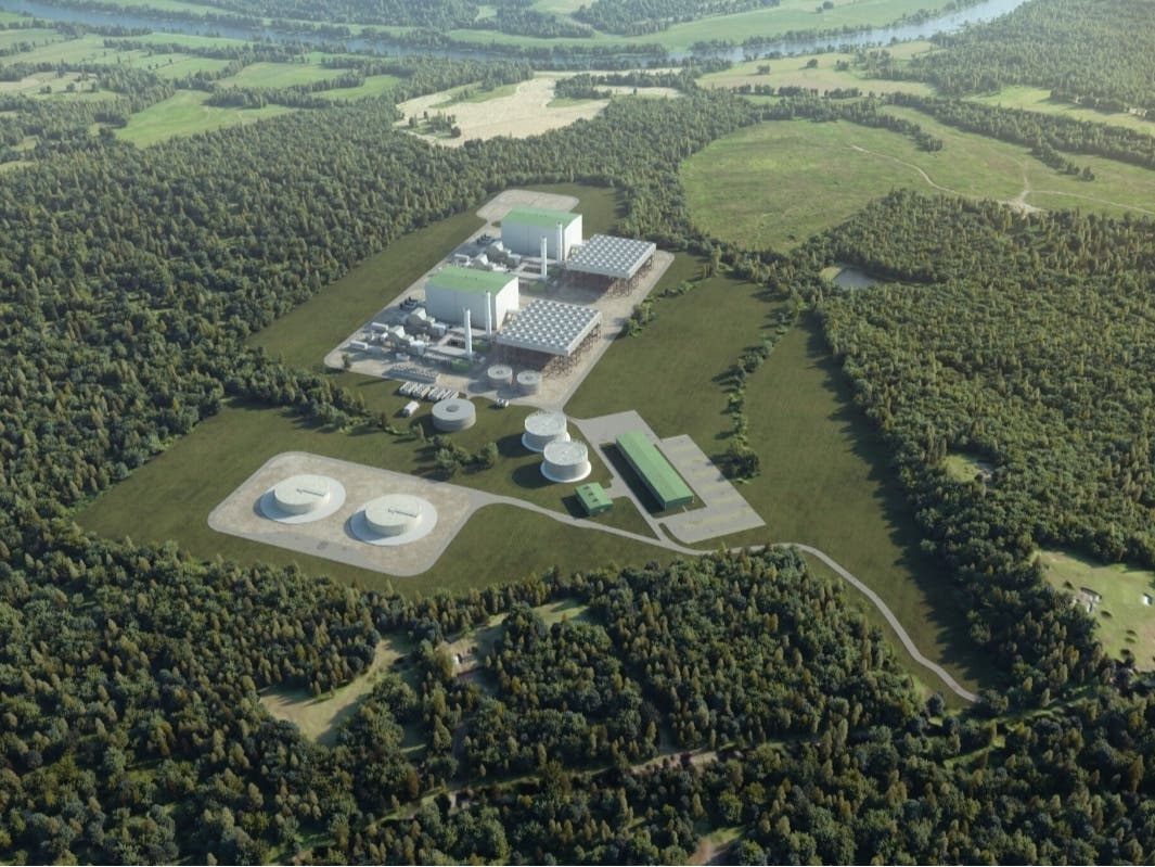 A digital rendering for Dominion Energy’s proposed Cumberland Energy Center, a 3,000 megawatt (3 gigawatt) combined cycle natural gas plant planned to come online by 2033 or 2034. 