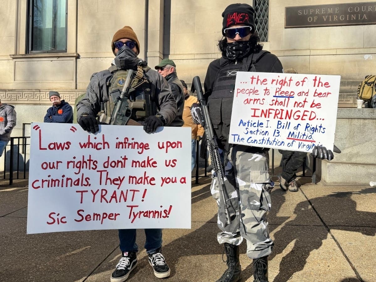 Gun rights advocates rally outside of Richmond's Capitol Square in February.