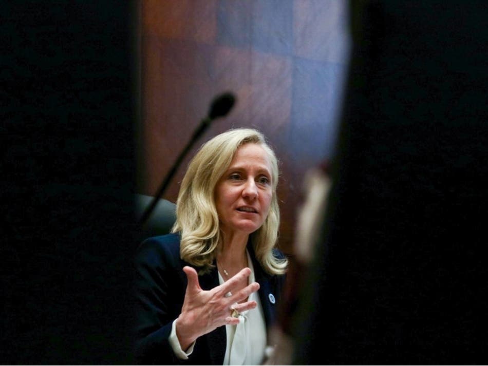  Virginia Gov. Abigail Spanberger speaks during a roundtable with healthcare organizations on July 7, 2026. 