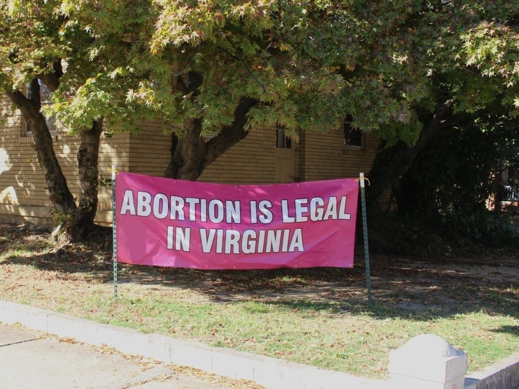 A sign outside a clinic that provides abortions in Richmond, Va. 