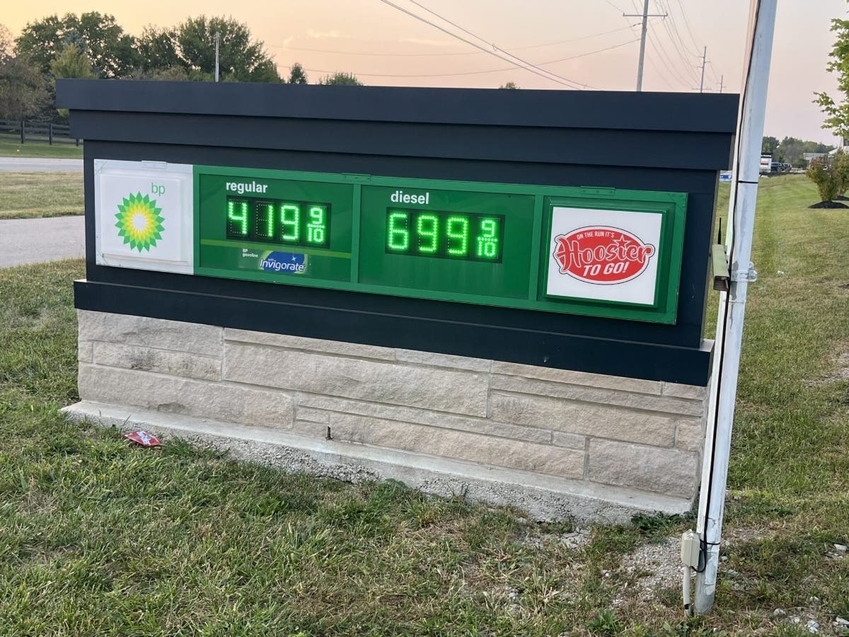 Gas and diesel prices in Indiana on Sept. 17, 2026. 