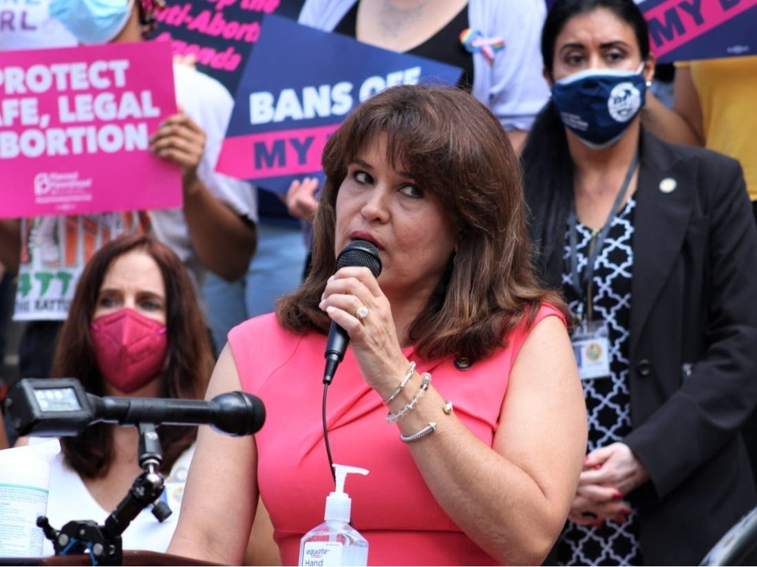 Former state Sen. Annette Taddeo rallies against anti-abortion legislation, Sept. 21, 2021.