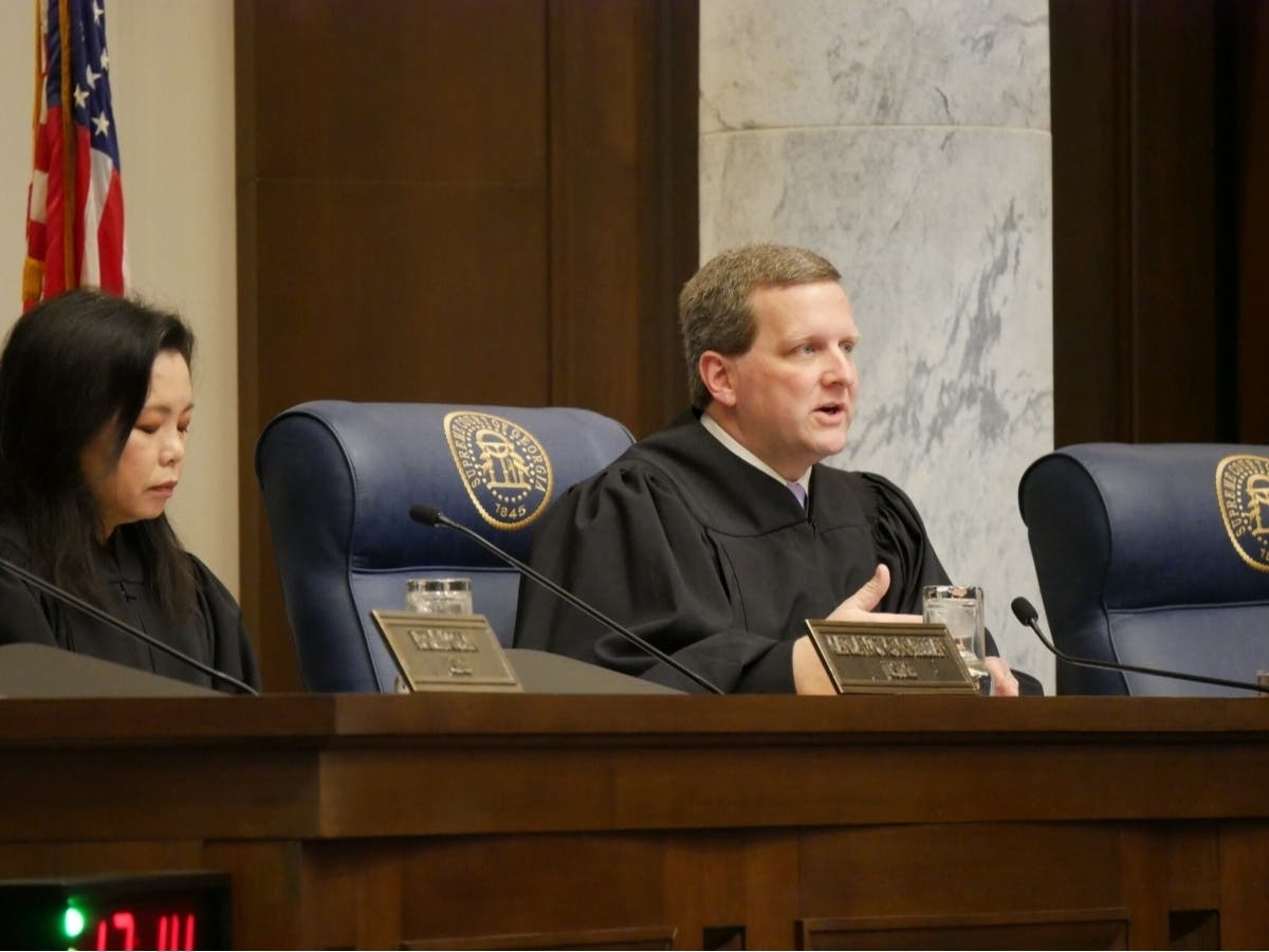 Georgia Supreme Court Justice Charlie J. Bethel asks questions during a hearing in this 2023 file photo.
