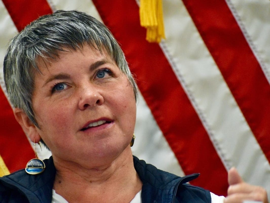 State Rep. Betsy Coffia (D-Traverse City) speaks during a roundtable on transparency and the House’s BRITE Act in Lansing, Mich. May 22, 2026 