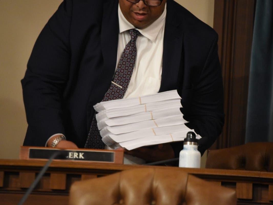 School aid budgets are distributed ahead of a conference committee in the early hours of Friday, July 3, 2026. 