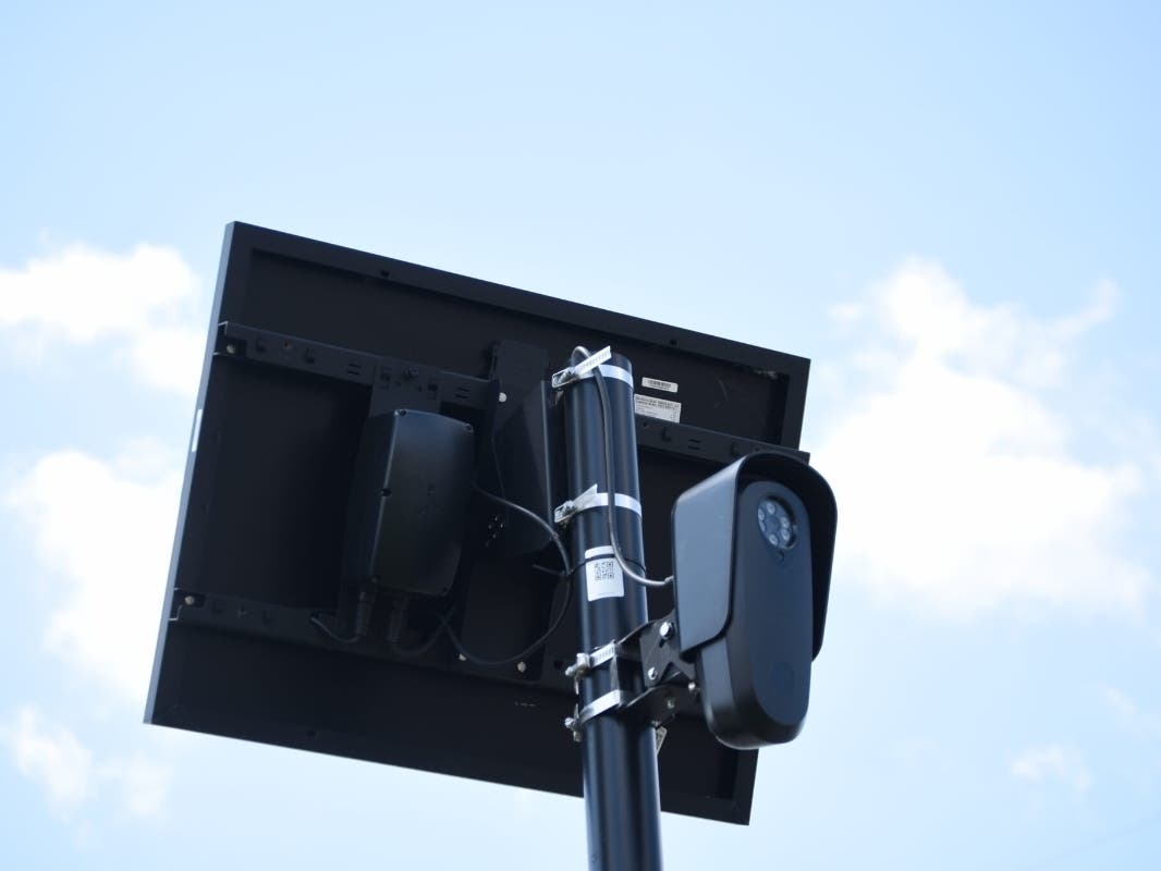A Flock license plate reader camera in Southfield. July 3, 2026. 