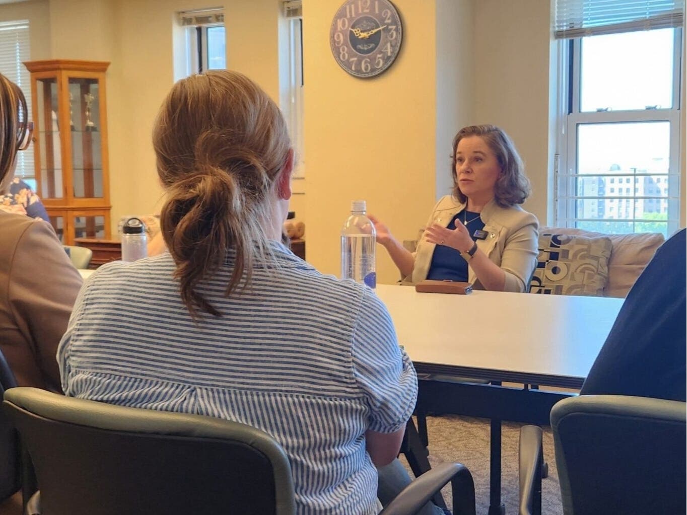Lt. Gov. Sara Rodriguez meets with residents at the Madison YWCA on Tuesday, July 14.