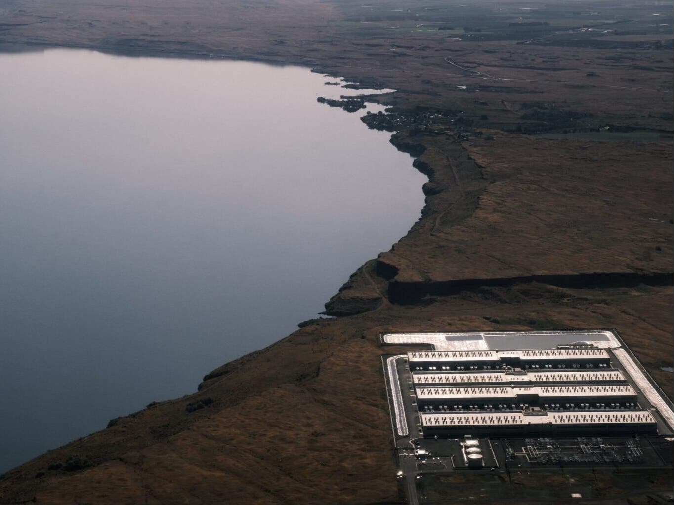An explosion of data center facilities, including the one pictured here in northeast Oregon on May 18, has been built along the Columbia River Gorge during the last few years.