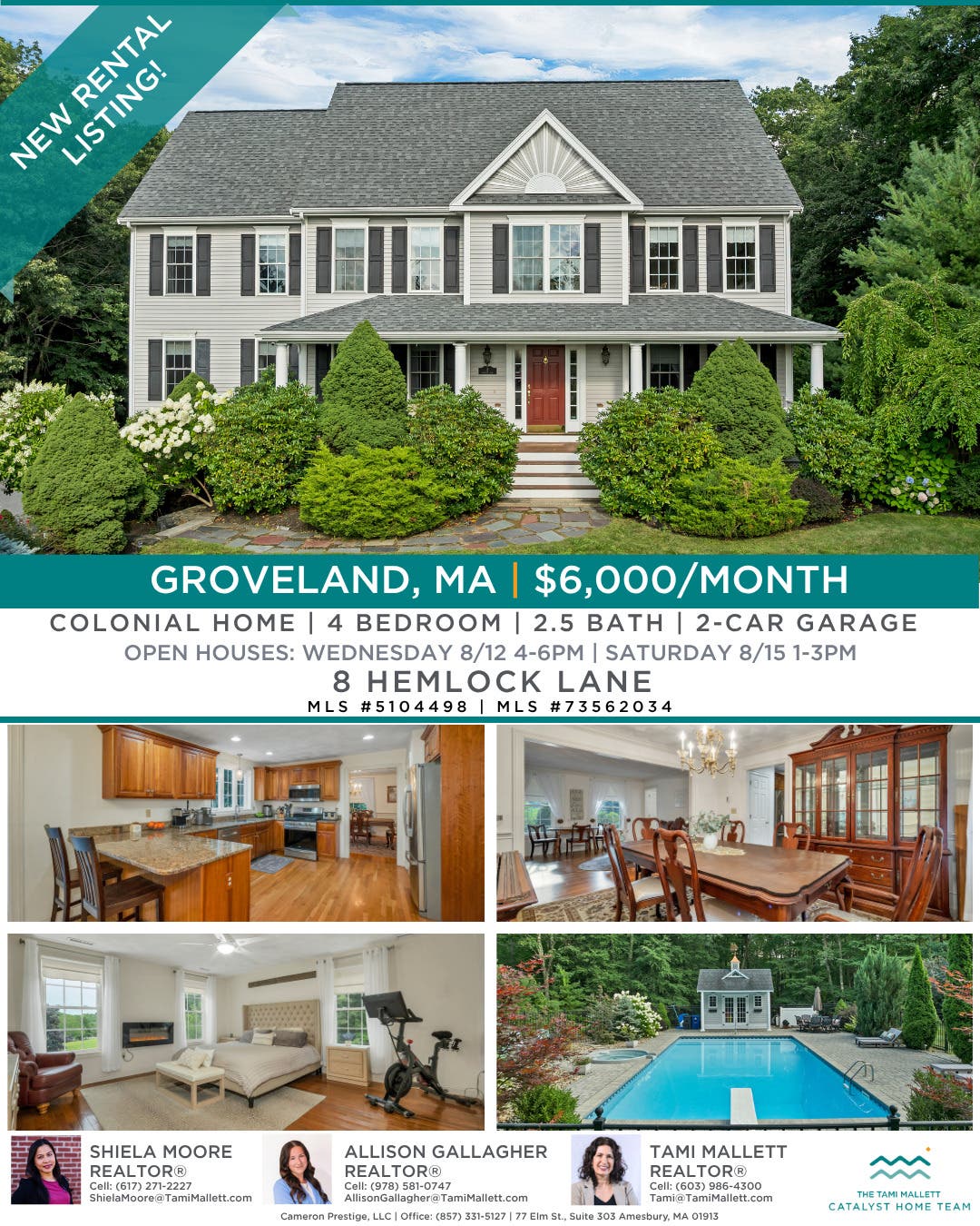 For Rent - Groveland MA $6,000/month