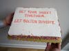 One of 53 cakes sent to Republicans senators Wednesday with help from Crown Heights bakery Butter & Scotch.
