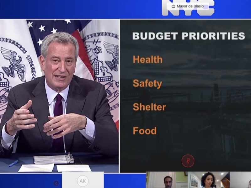 Mayor Bill de Blasio promised $1 billion in NYPD cuts — or "savings," in his words — on Monday ahead of a looming budget deadline.