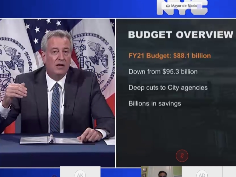 Coronavirus losses and police reform demands loom over 2021 budget that Mayor Bill de Blasio called the city's "toughest" in decades.