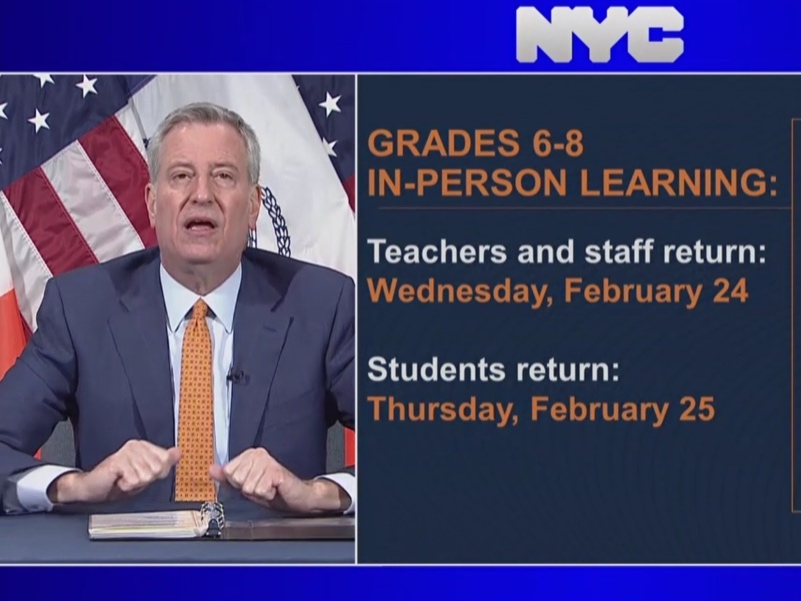 NYC Middle Schools Will Reopen Feb. 25 For In-Person Classes | New York ...