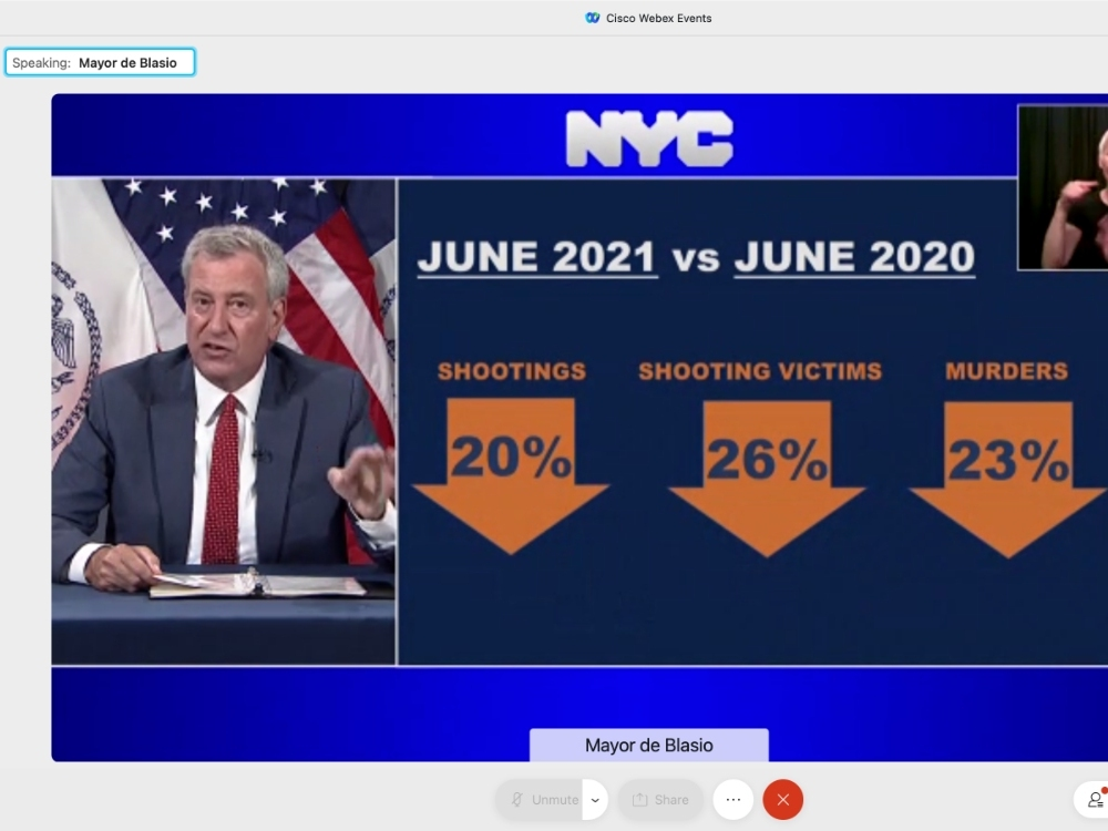 Monthly crime statistics show at least 20 percent drops in shootings and murders in June, but there's "more work to do," officials said. 