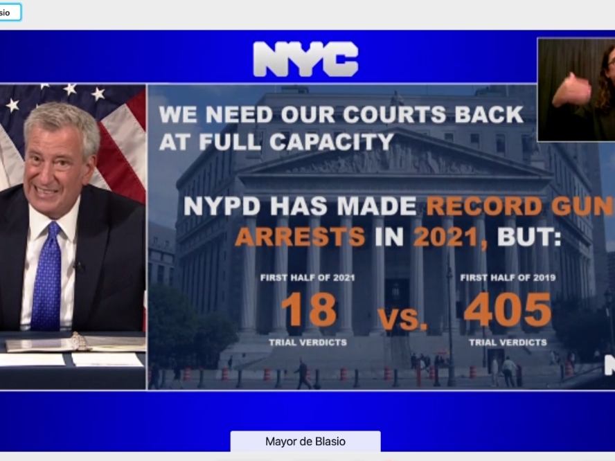 The court system needs to carry its weight, Mayor Bill de Blasio said Monday.