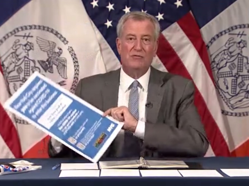 Mayor Bill de Blasio outlined efforts Tuesday to help businesses adjust to the indoor vaccine mandate.