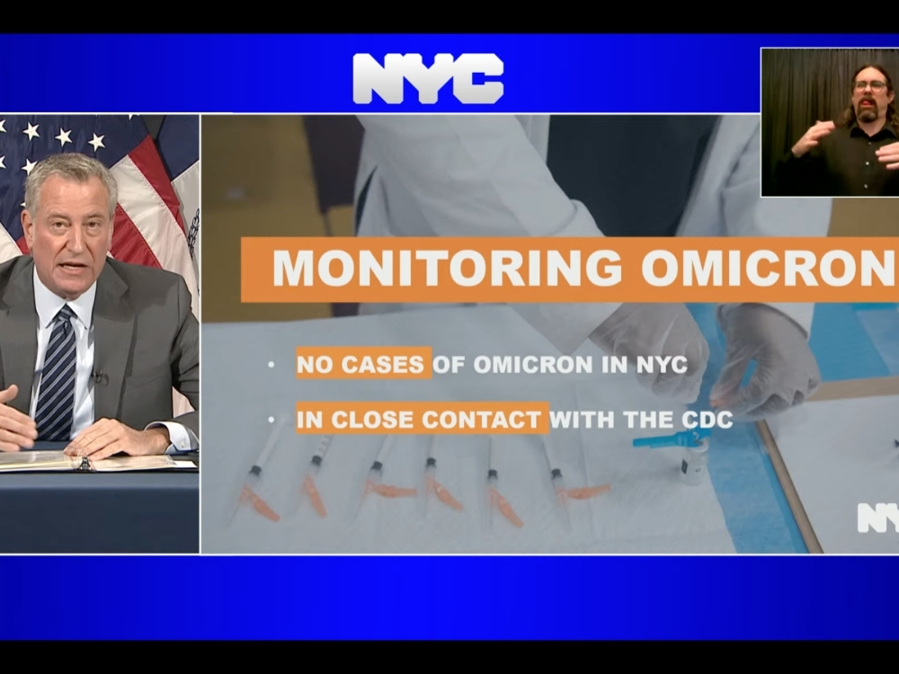 Mayor-elect Eric Adams and Mayor Bill de Blasio jointly outlined new masking guidance and a vaccine mandate to fight against omicron.