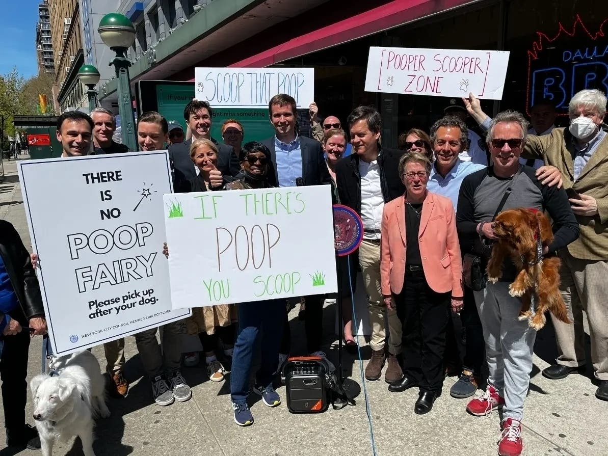 An image of the District 3 press conference Friday for a new initiative pushing dog owners to keep the streets clean.