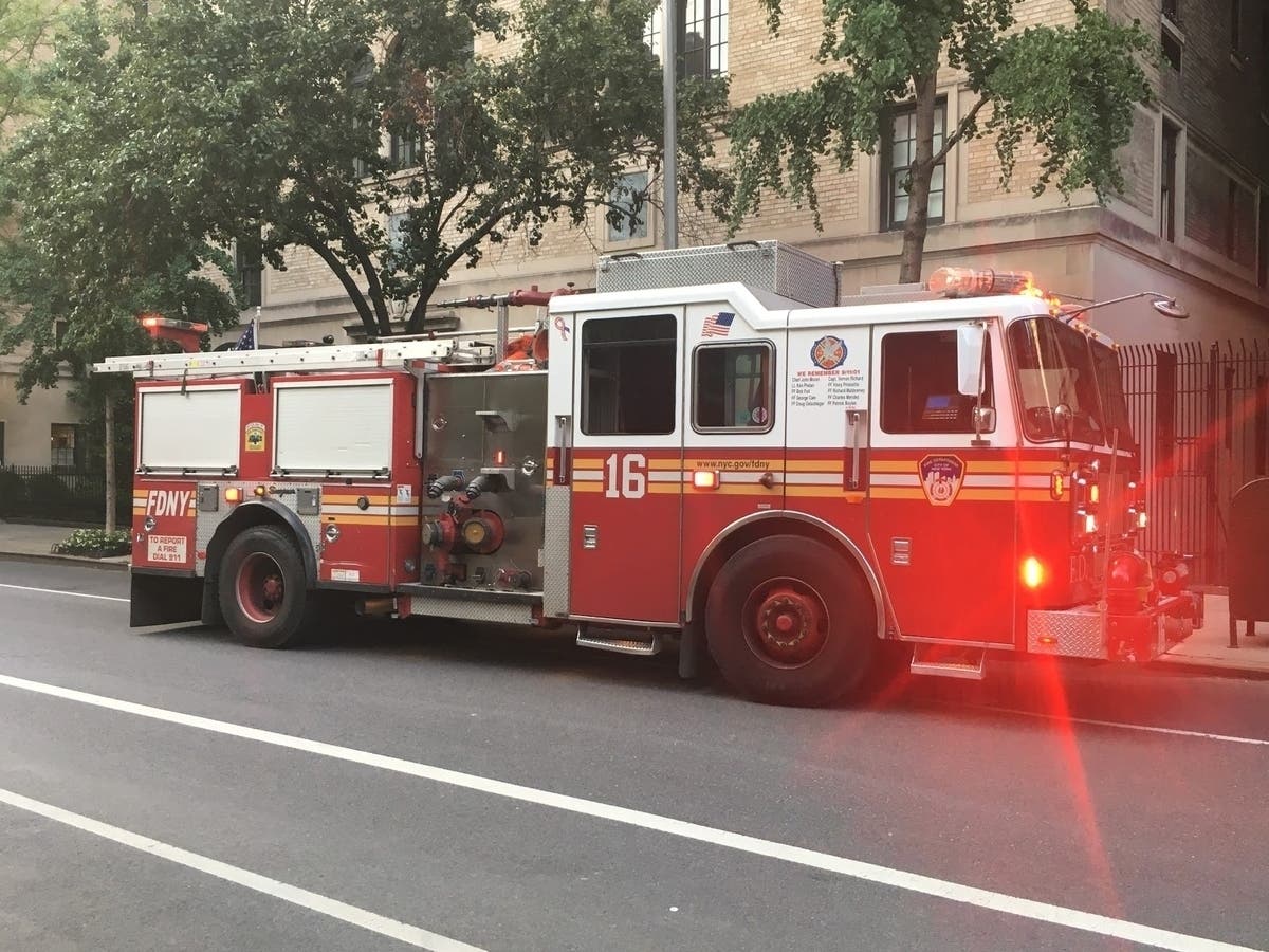 Firefighters battled a blaze Monday morning in Sunset Park.