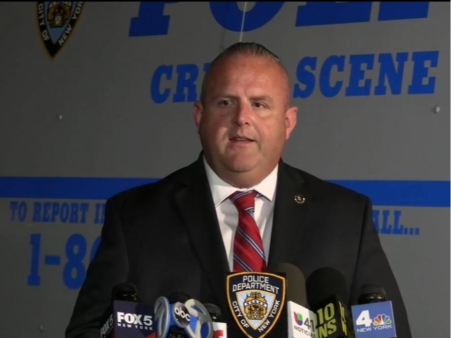 Deputy Chief Jerry O’Sullivan holds a Wednesday news conference on a fatal shooting in Queens.