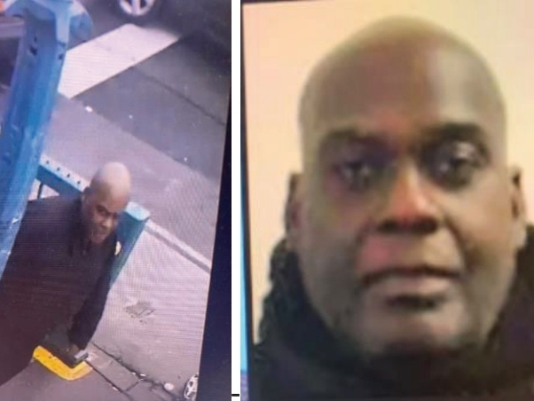 A side-by-side comparison of surveillance footage, left, after an April 12 mass subway shooting and Frank James' driver's license photo shows James near the incident, authorities assert. 