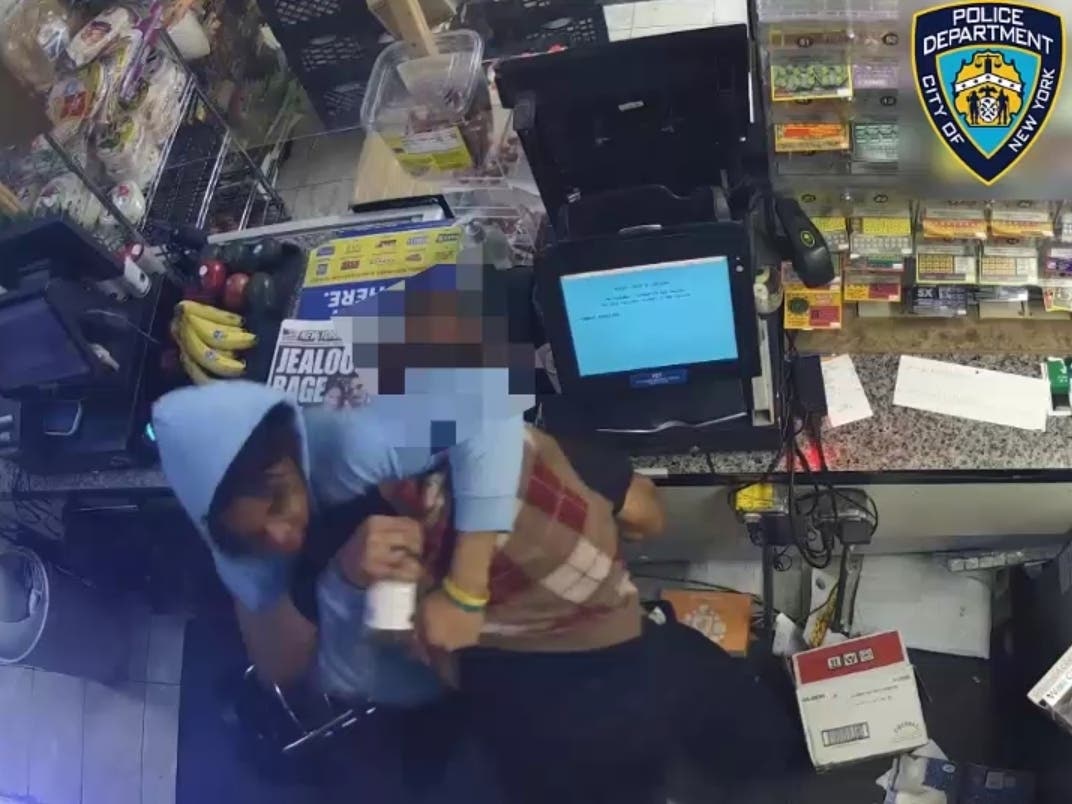 Police are looking for a man seen in this May 10 video whom they said beat and robbed a Staten Island bodega worker.