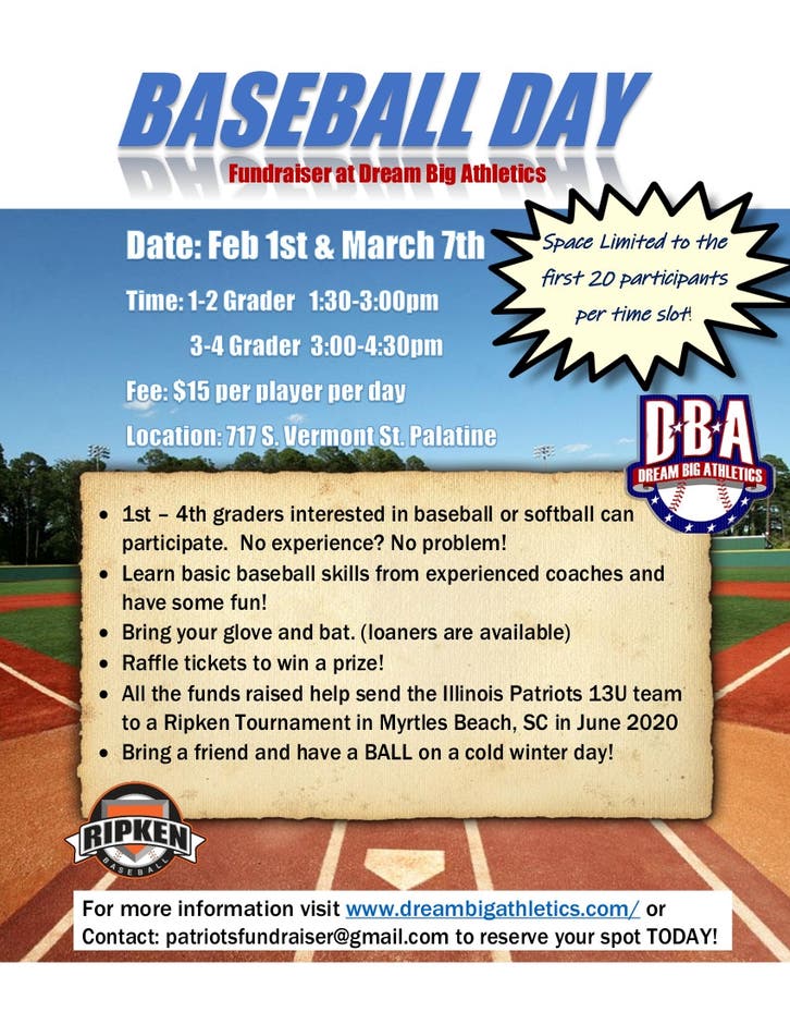 Feb 1 One day Baseball camp Fundraiser Palatine, IL Patch
