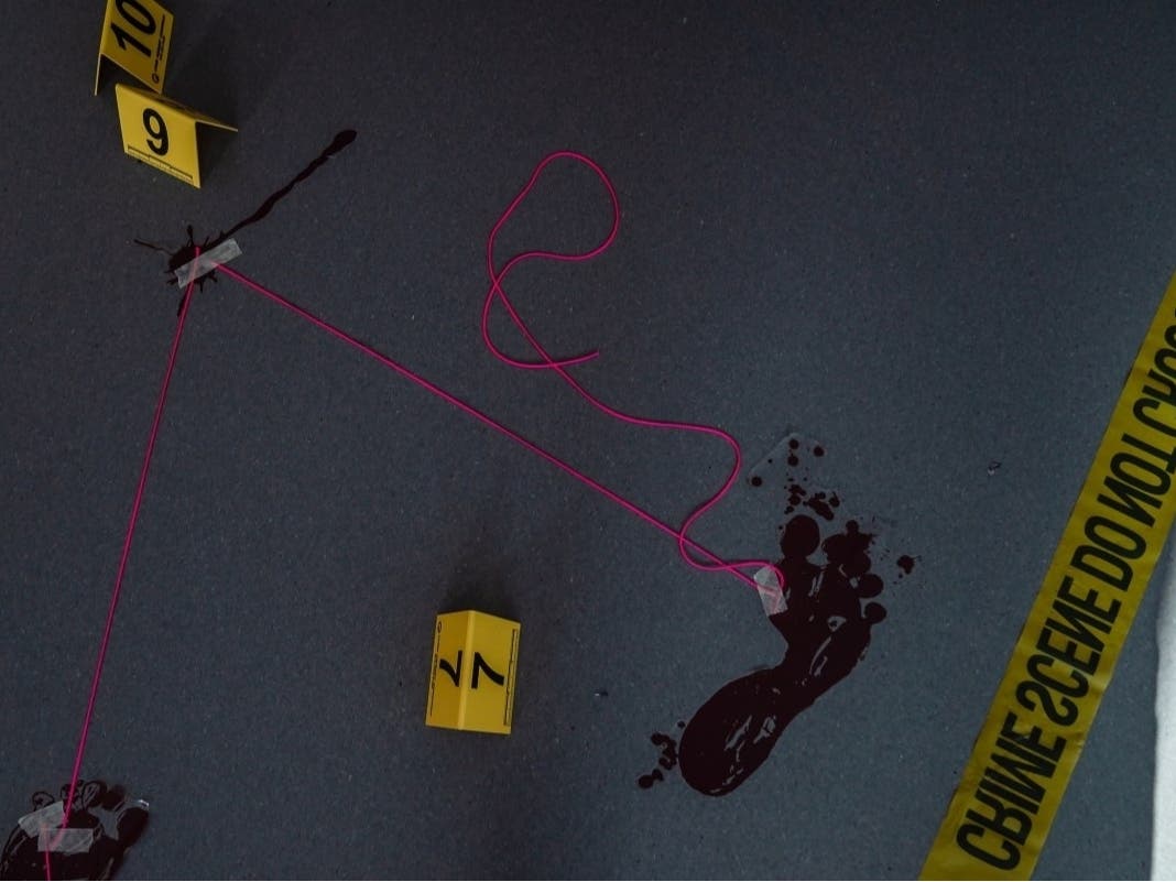 A mock police crime scene in a Health Sciences Careers I and II classroom at the Memorial Educational Campus in Logan Heights on Dec. 20, 2024. The San Diego Unified School District unveiled its first “cradle-to-college and career” center. 