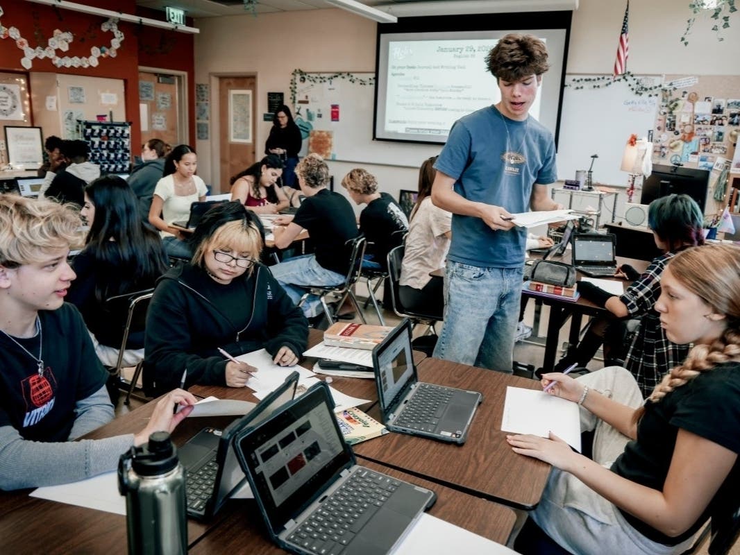 Students in Rebecca Skullerud's AP English class at Helix Charter High School on Thursday, Jan. 29, 2026 in La Mesa. 