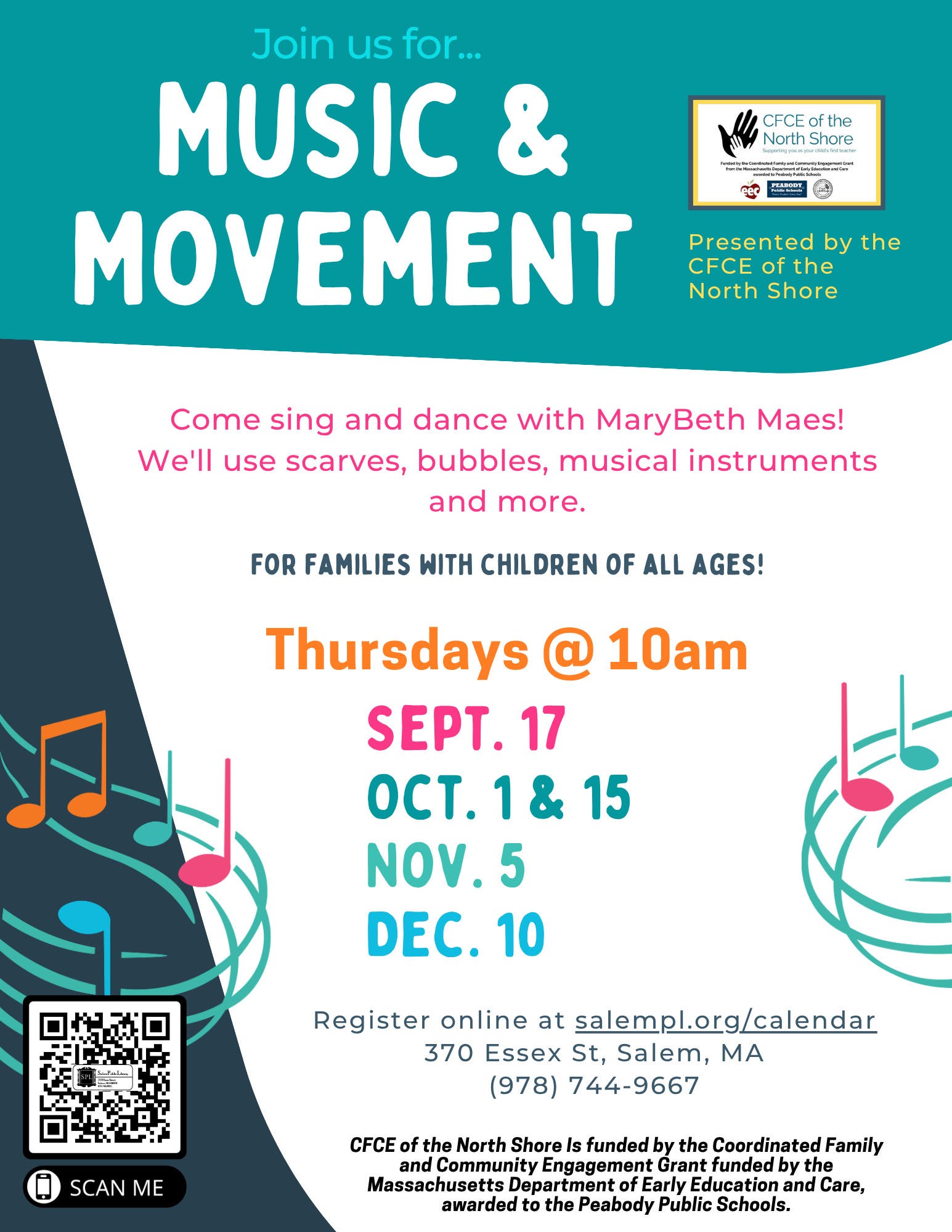 Music and Movement for families with children ages 2 and up