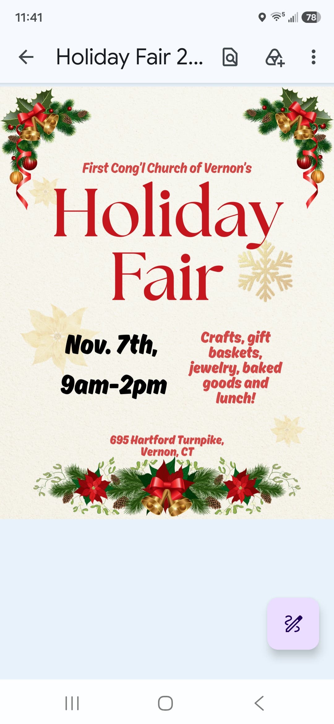 First Cong'l Church of Vernon's Holiday Fair