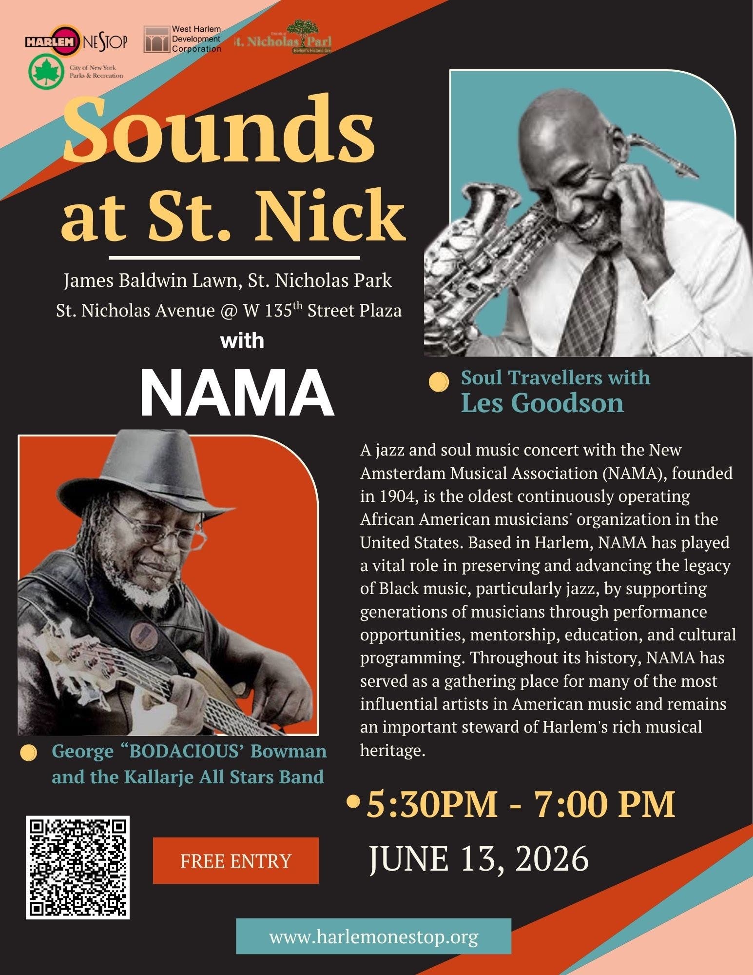 Sounds of St Nick Presents NAMA Outside with Saxaphonist Les Goodson & Bass Guitarist George Bowman