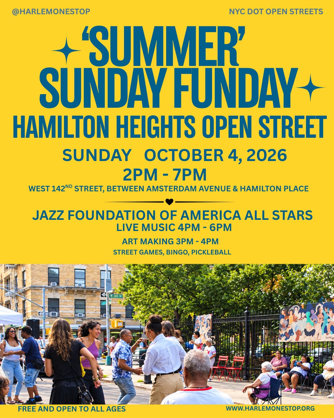Sunday Funday: Hamilton Heights Open Street - Live Music Jazz Foundation of America All Stars