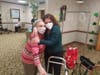 Debbie Goldberg (resident) and Lainie Walsh (daughter) reunite after months apart. 