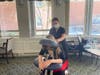 Deirdre receiving a massage. 