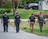 Law enforcement using drones, K9s, and multiple officers searched heavily wooded areas around Mallard Dr and Joey Rd in Merrimack.