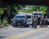 Police say the man on the bike and the dump truck were both traveling South on S. Mammoth Road when the crash occurred.