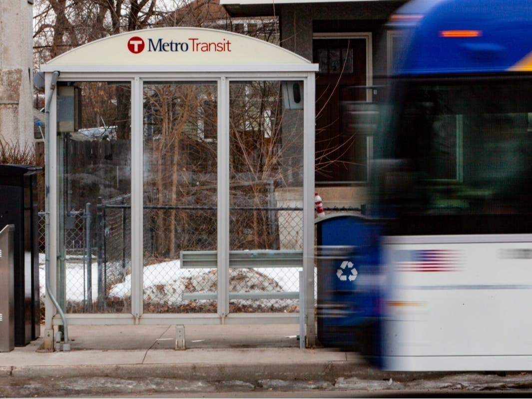 A bus stop is shown on Park Avenue and 38th Street, the spot where a neighbor’s continuous video feed caught an ICE agent taking a man into an unmarked car on Wednesday, Jan. 14, 2026. 