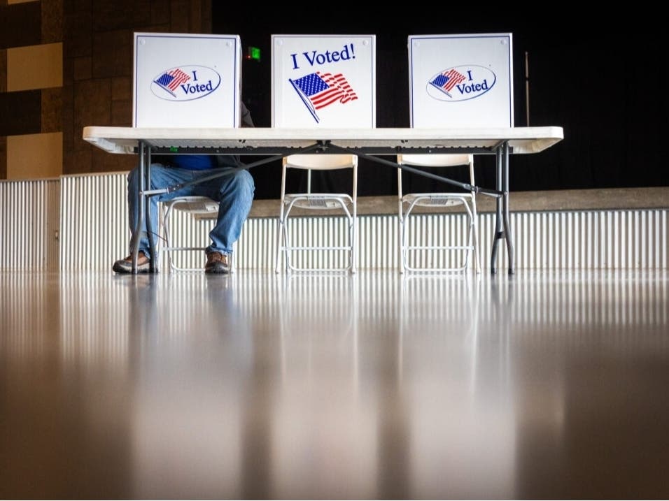  Bonneville County residents cast their votes during the May 21, 2024, primary election at The Waterfront Event Center in Idaho Falls, Idaho. 