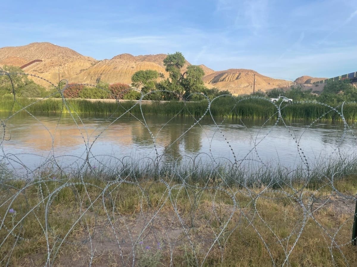 Razor wire along the Rio Grande on the Texas side of the U.S.-Mexico border.
