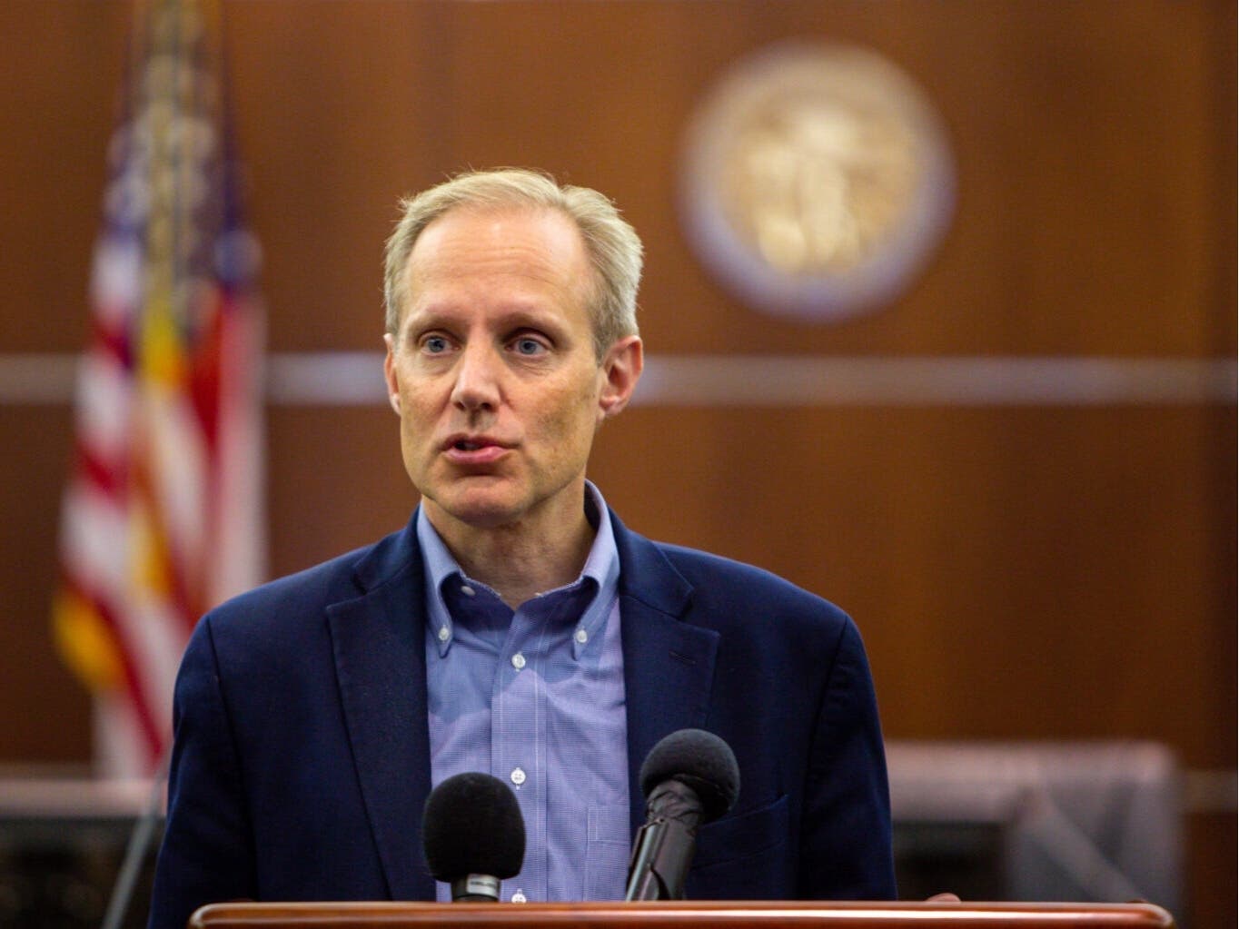 Minnesota Secretary of State Steve Simon speaks Friday, Aug. 9, 2024 before a public accuracy test of voting equipment ahead of the primary election at the elections office at Dakota County Administration Center in Hastings, Minnesota. 