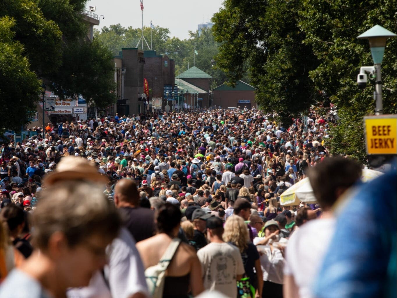 Thousands fill the streets during the Minnesota State Fair Friday, Aug. 28, 2026. 
