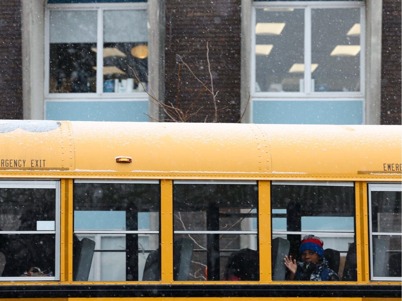 Lyndale Elementary Schools students board the bus after school on Thursday, Jan. 9, 2025, in Minneapolis, Minn.