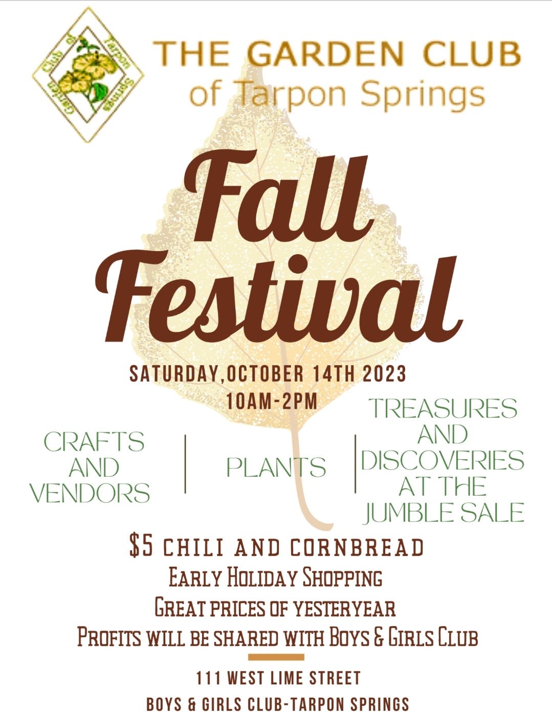 Oct 14 Garden Club Everything Sale Tarpon Springs, FL Patch
