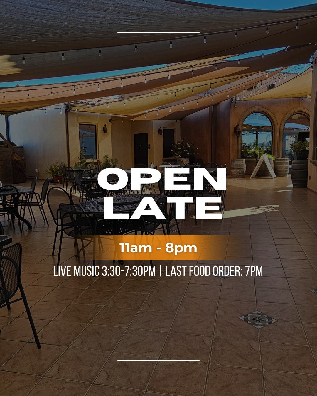 Open Late Tonight August 7 until 8pm
