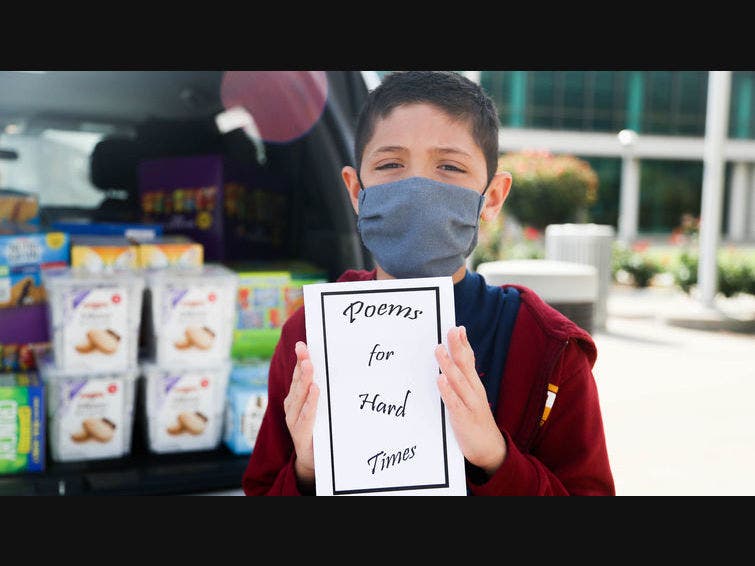 9-year-old poet donates snacks to the Loma Linda University Health emergency department. He bought the snacks with funds raised from selling his poetry book.