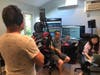 (l/r) Tim Bacskai who played Henry Clerval recording; Music Producer and Film Director Joe LoBianco; Music Director Kent Jeong Eun Kim. In Tin Mirror Studios.