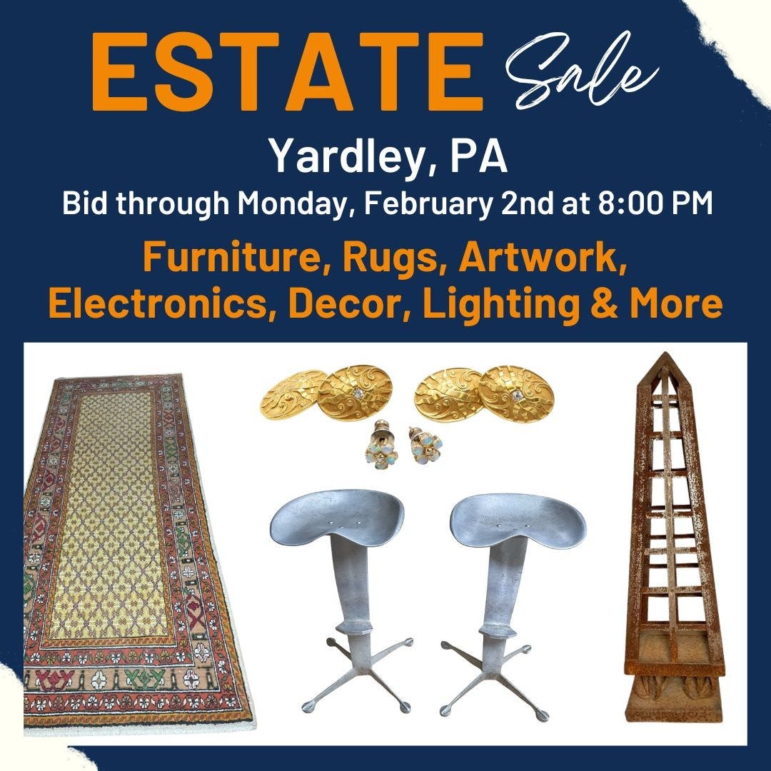 Feb 2 | Estate Sale in Yardley | Furniture | Art | Rugs | Decor and More | Online Auction